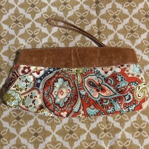 Paisley Clutch with Brown Trim